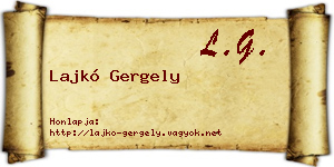 Lajkó Gergely névjegykártya